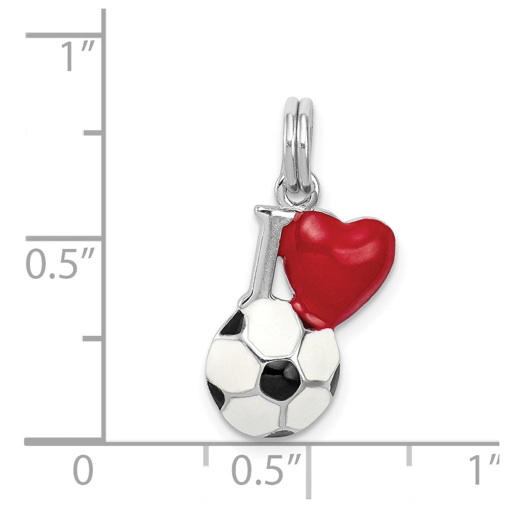 Sterlingsilber Rhodium-platedenamel I Herz Fußball Kugel Charm