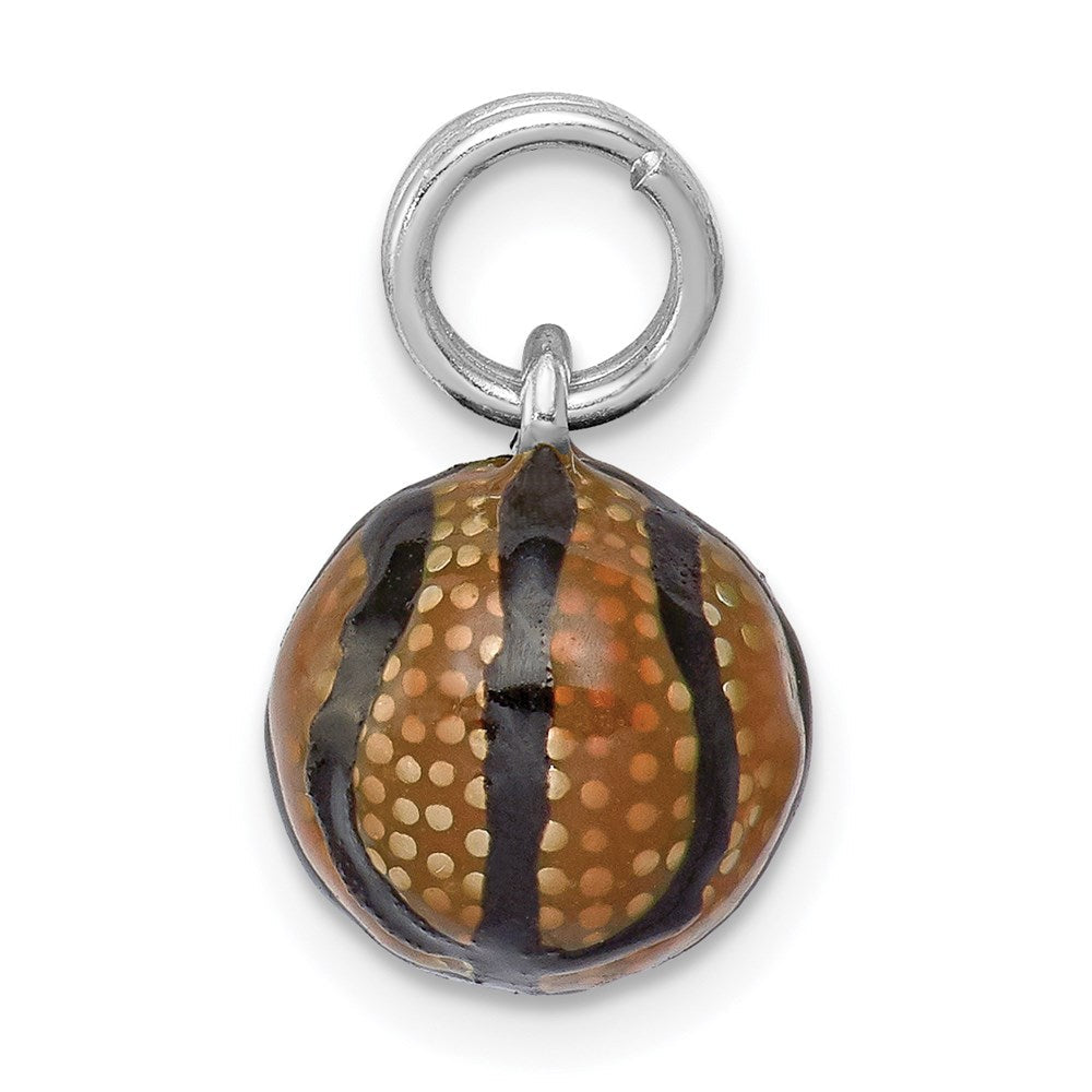 Sterlingsilber Rhodiniert 3d Emaille Basketball Charm