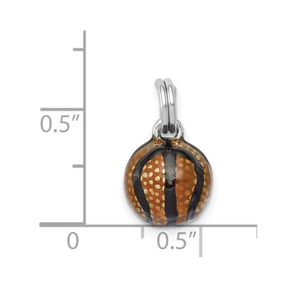 Sterlingsilber Rhodiniert 3d Emaille Basketball Charm