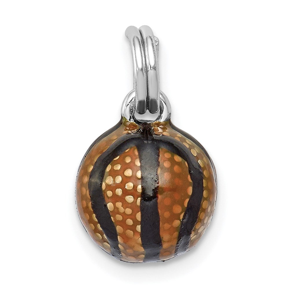 Sterlingsilber Rhodiniert 3d Emaille Basketball Charm