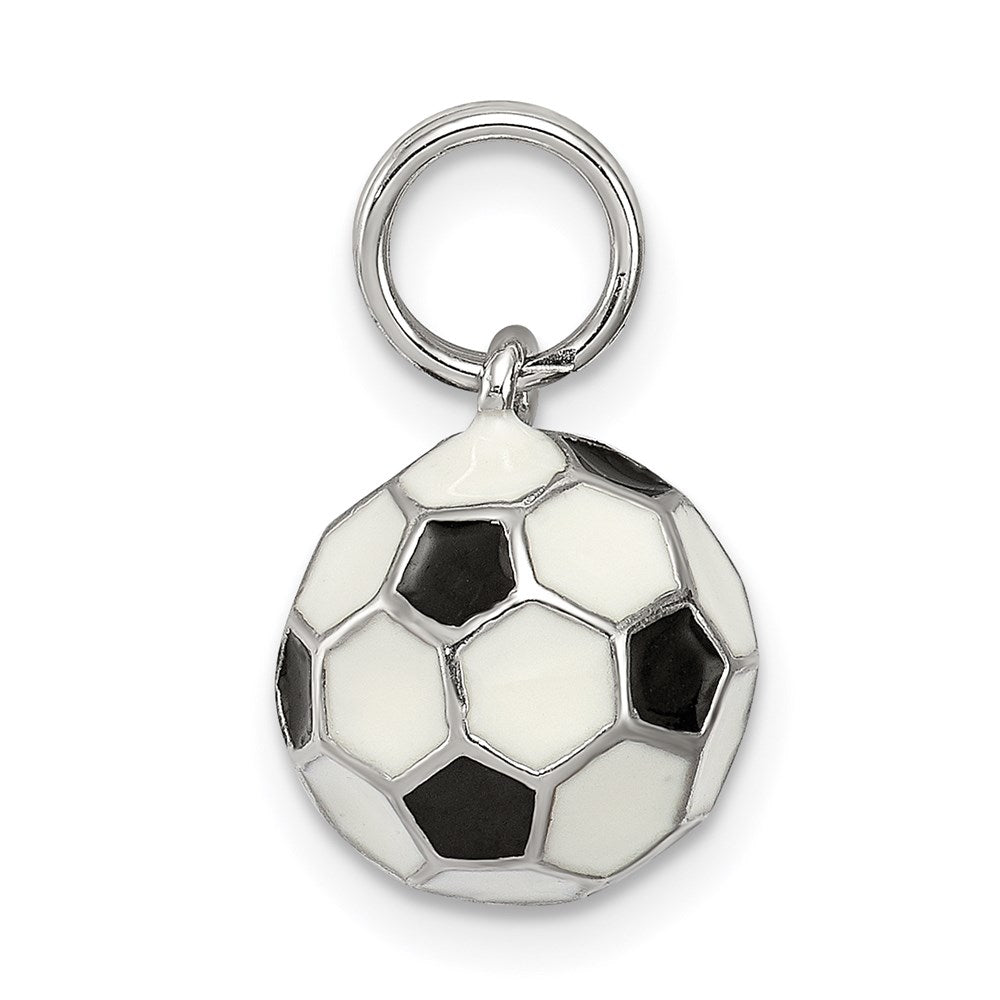 Sterlingsilber Rhodiniert und Emailliert Fußball Kugel Charm