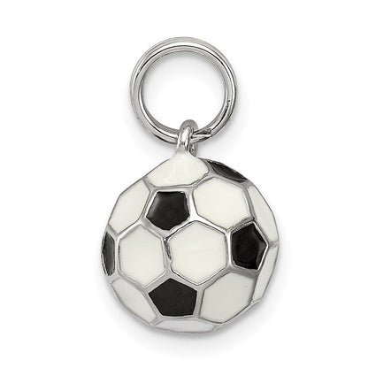 Sterlingsilber Rhodiniert und Emailliert Fußball Kugel Charm