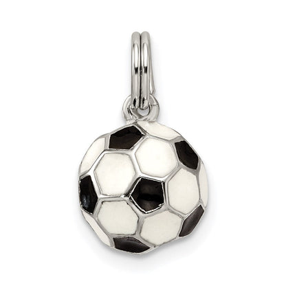 Sterlingsilber Rhodiniert und Emailliert Fußball Kugel Charm