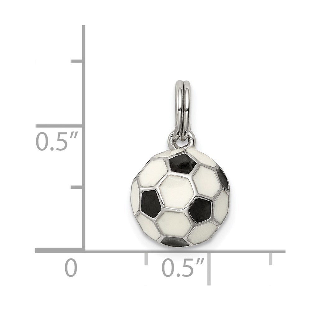 Sterlingsilber Rhodiniert und Emailliert Fußball Kugel Charm