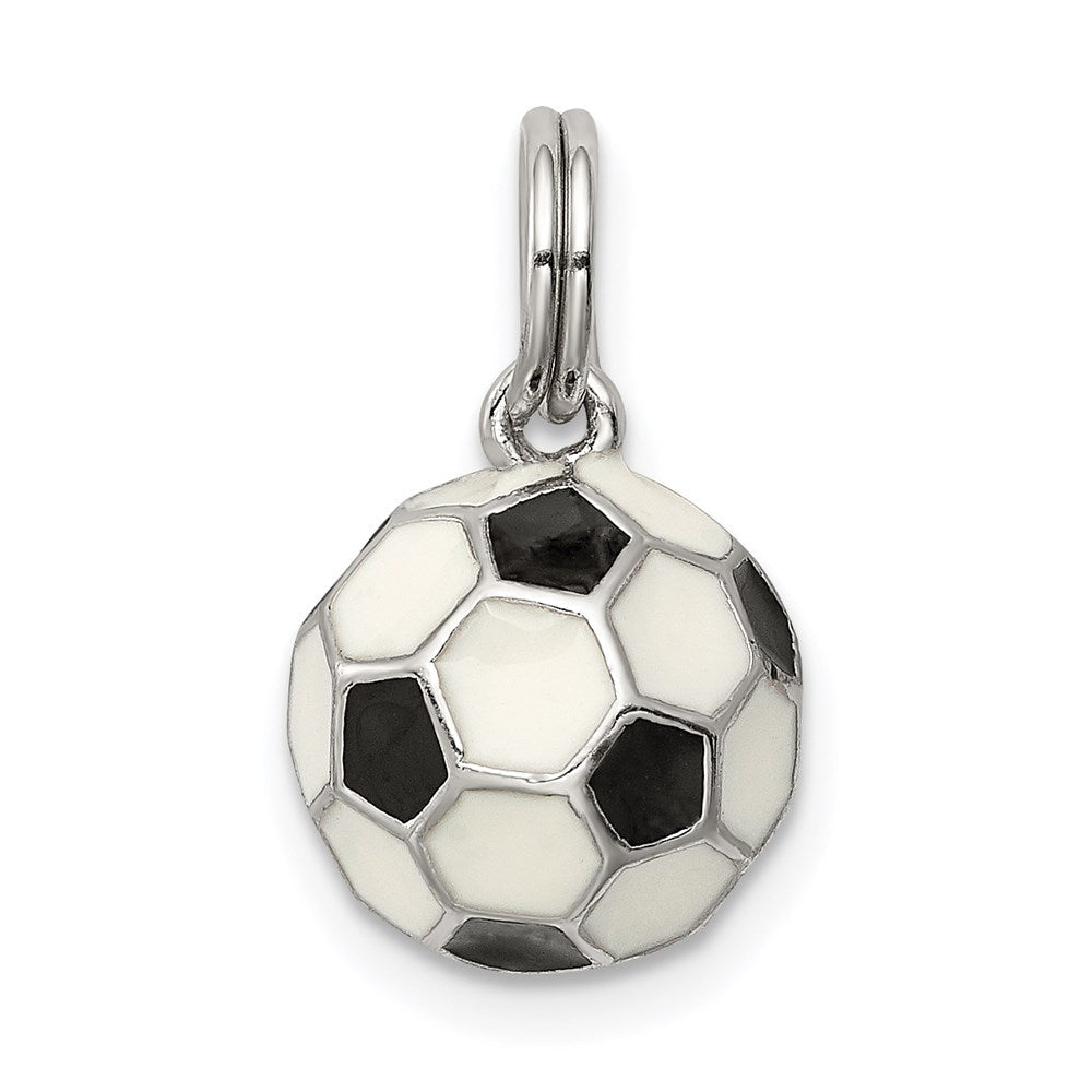 Sterlingsilber Rhodiniert und Emailliert Fußball Kugel Charm