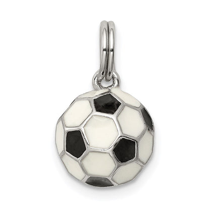 Sterlingsilber Rhodiniert und Emailliert Fußball Kugel Charm