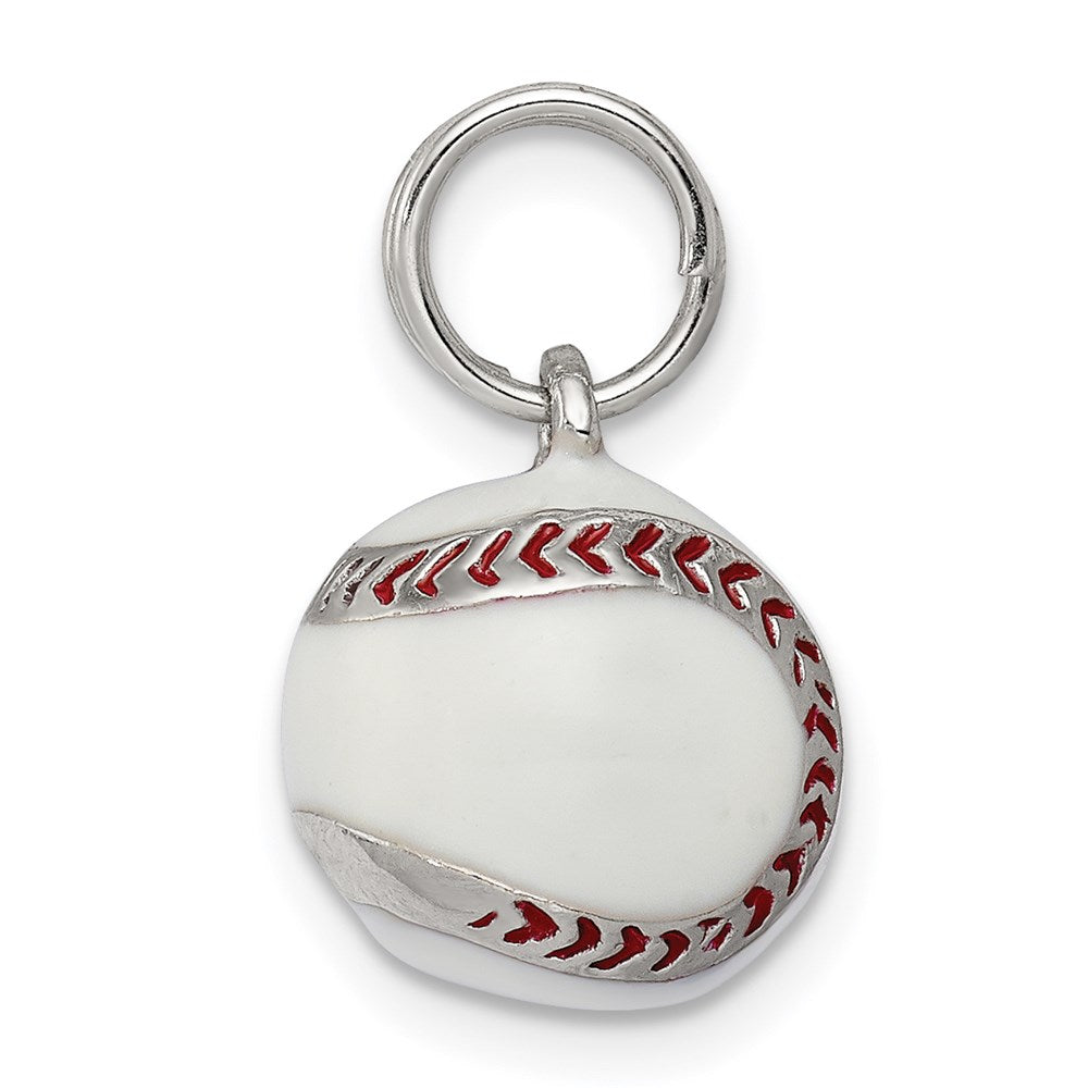 Sterlingsilber Rhodiniert 3d Emaille Baseball Charm