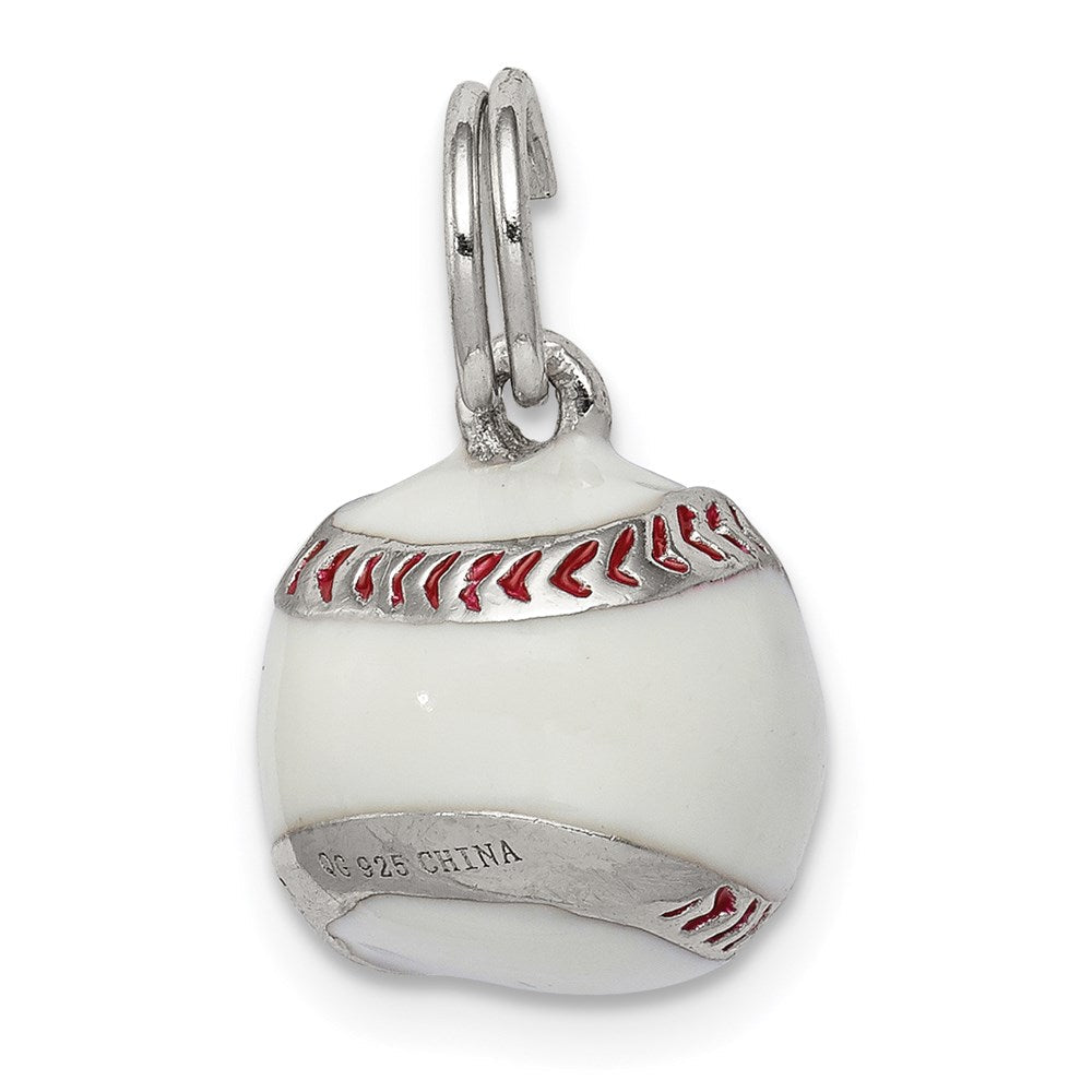 Sterlingsilber Rhodiniert 3d Emaille Baseball Charm