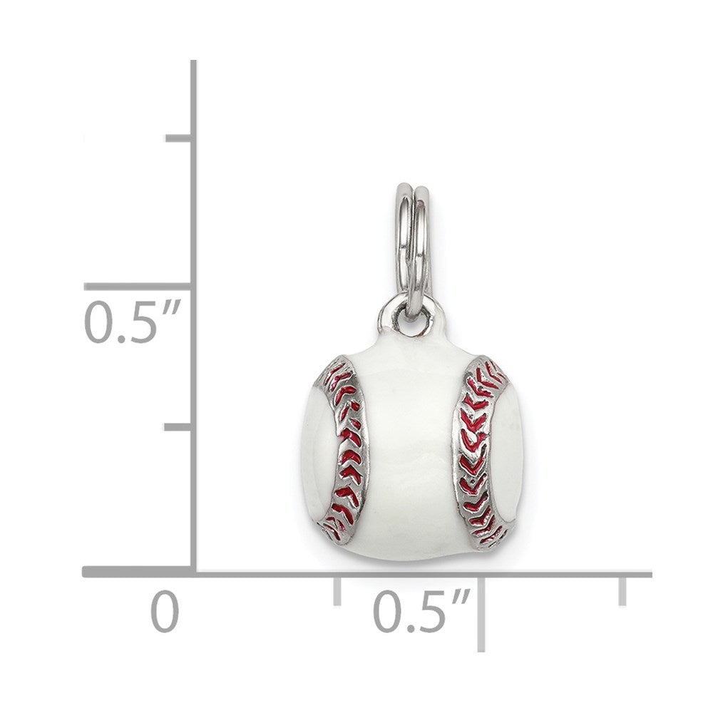 Sterlingsilber Rhodiniert 3d Emaille Baseball Charm