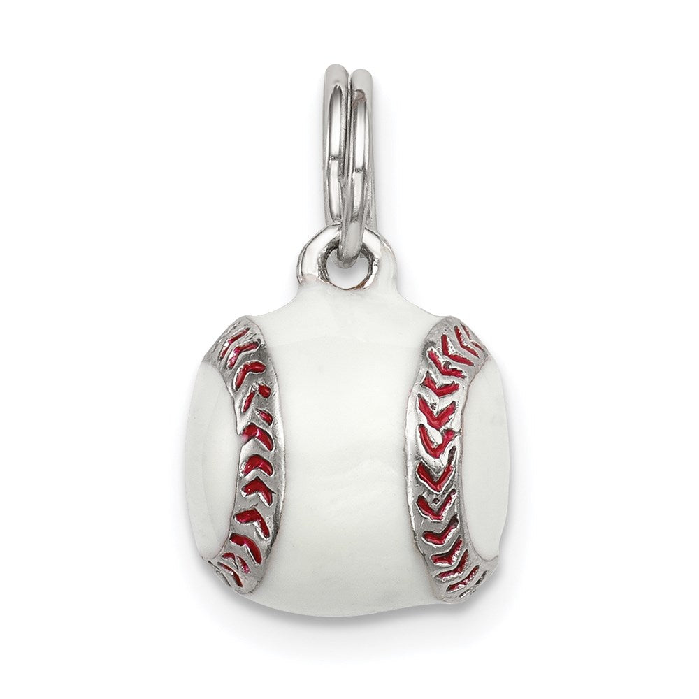 Sterlingsilber Rhodiniert 3d Emaille Baseball Charm
