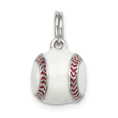 Sterlingsilber Rhodiniert 3d Emaille Baseball Charm