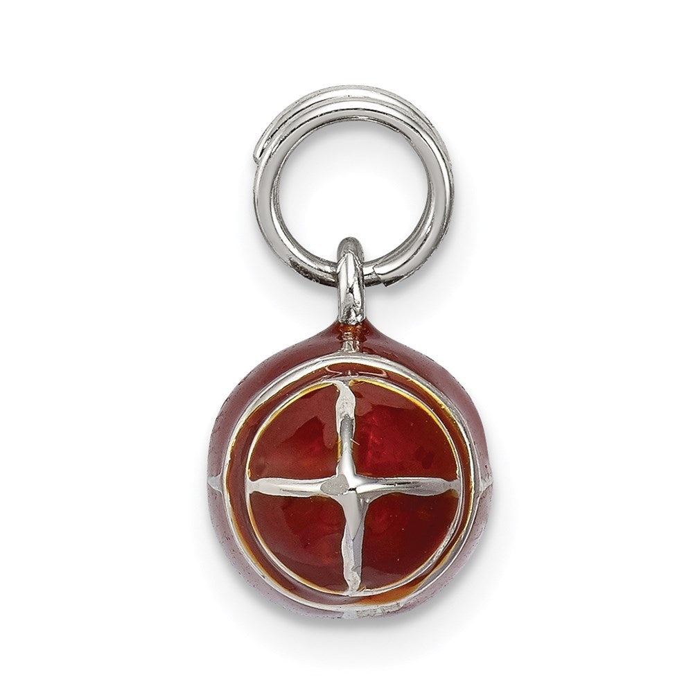 Sterlingsilber Rhodiniert und Braun Emailliert 3d Football Charm