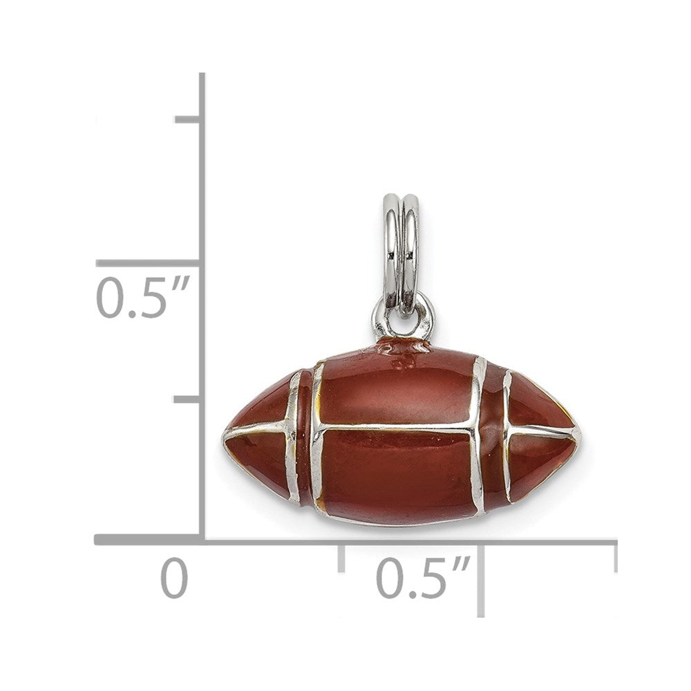 Sterlingsilber Rhodiniert und Braun Emailliert 3d Football Charm