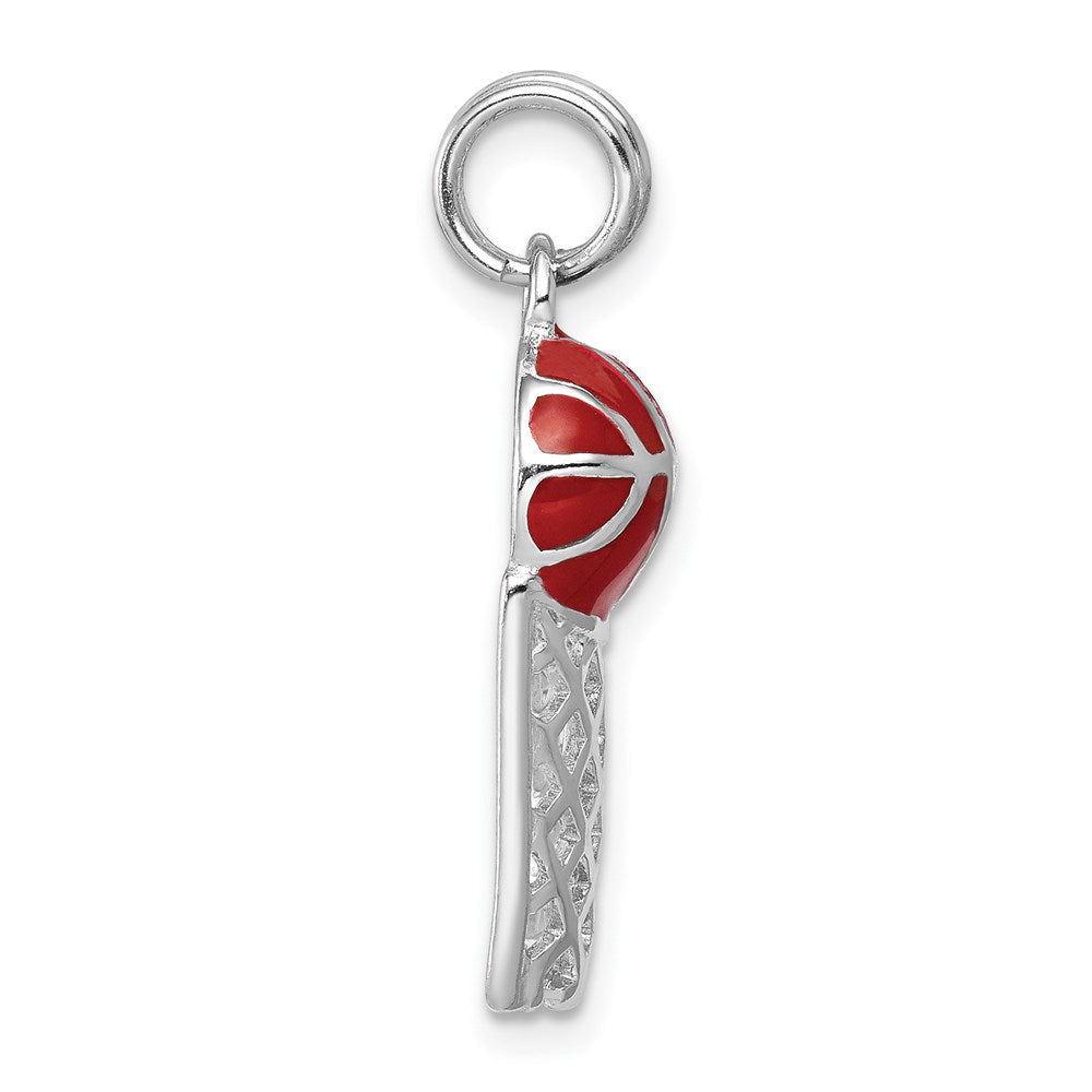 Sterlingsilber Rhodium-platedenamel Basketball & Creole Charm