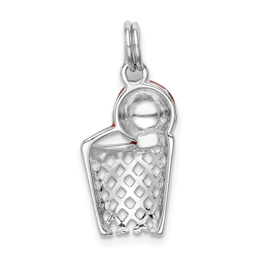 Sterlingsilber Rhodium-platedenamel Basketball & Creole Charm
