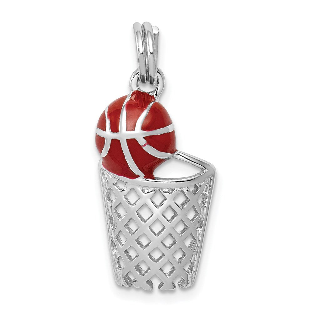Sterlingsilber Rhodium-platedenamel Basketball & Creole Charm
