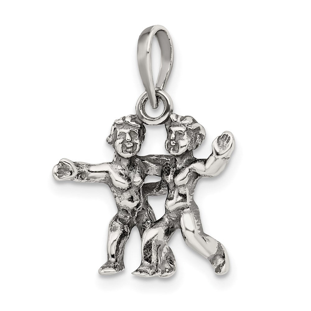 Sterlingsilber Antikisiert Gemini Tierkreis Anhänger