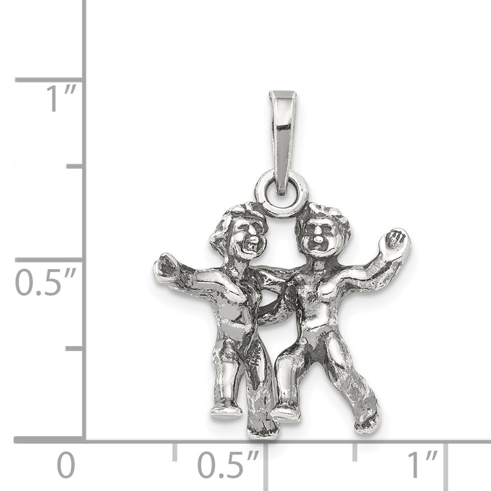 Sterlingsilber Antikisiert Gemini Tierkreis Anhänger