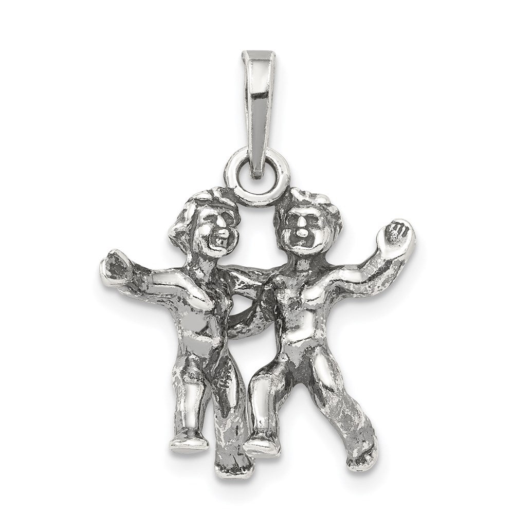 Sterlingsilber Antikisiert Gemini Tierkreis Anhänger