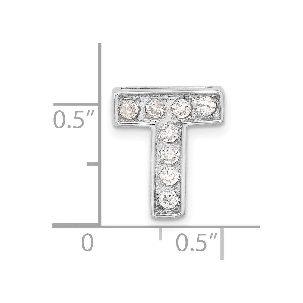 Sterlingsilber Zirkonia Initiale T Charm