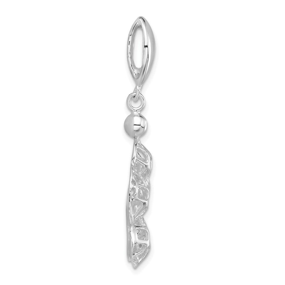 Sterlingsilber Poliert Fantasie Blume Anhänger