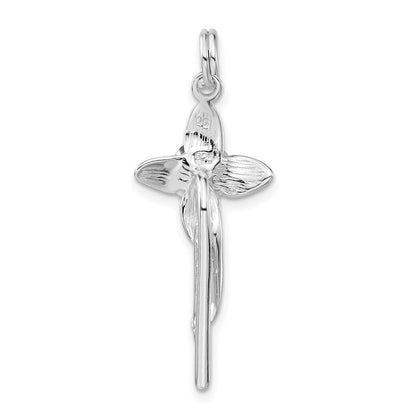 Sterlingsilber Poliert Blume Kreuz Charm