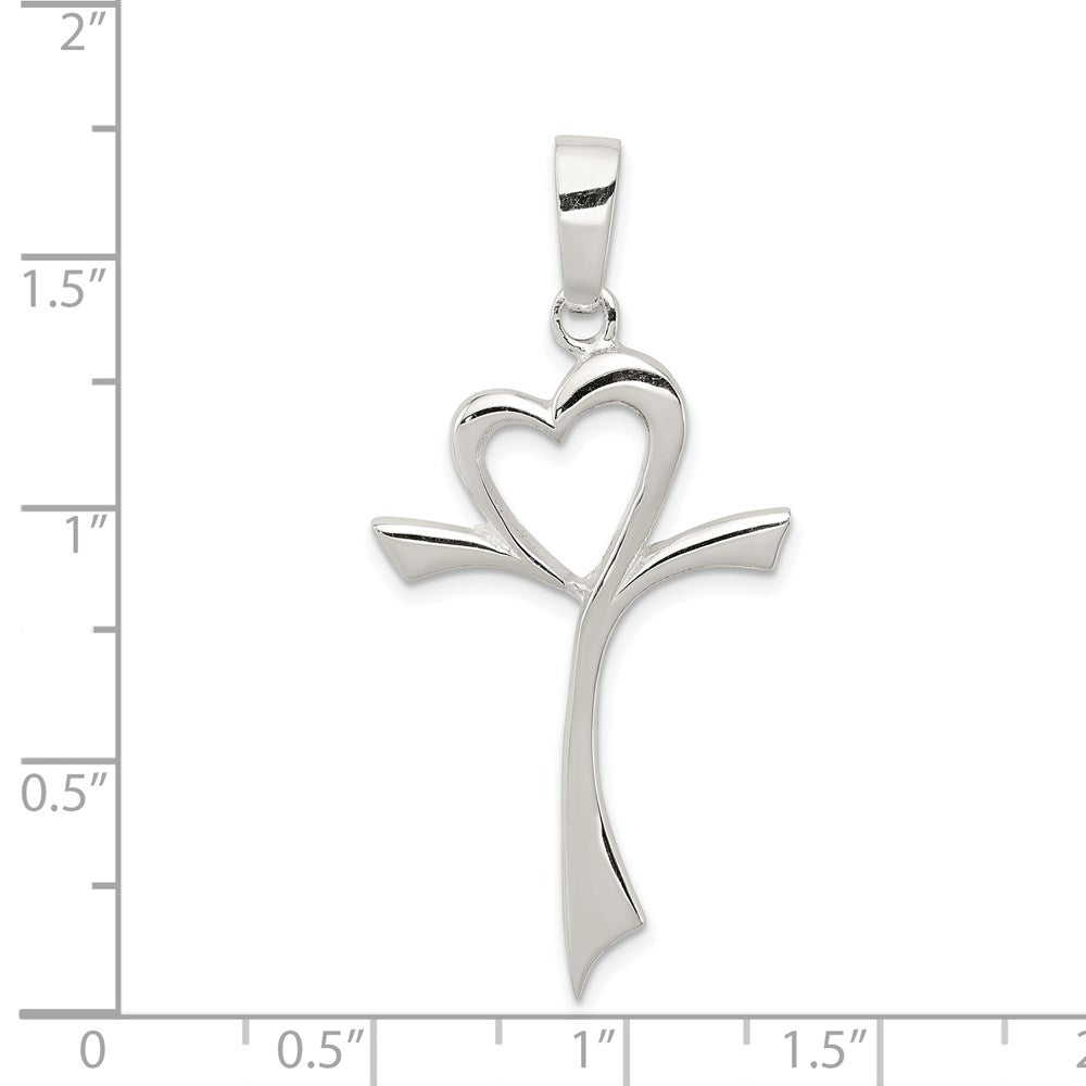 Sterlingsilber Poliert Herz Kreuz