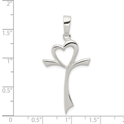 Sterlingsilber Poliert Herz Kreuz