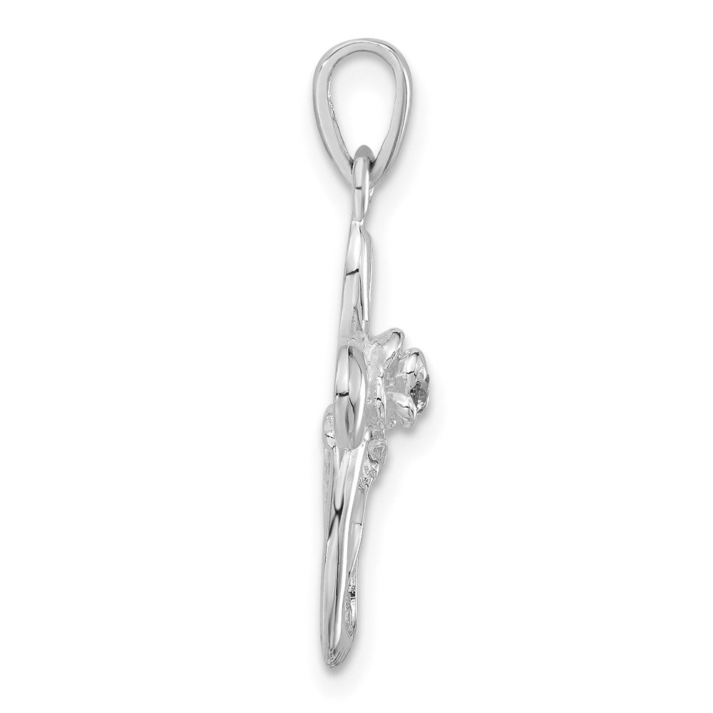 Sterlingsilber Poliert Zirkonia Kreuz Anhänger