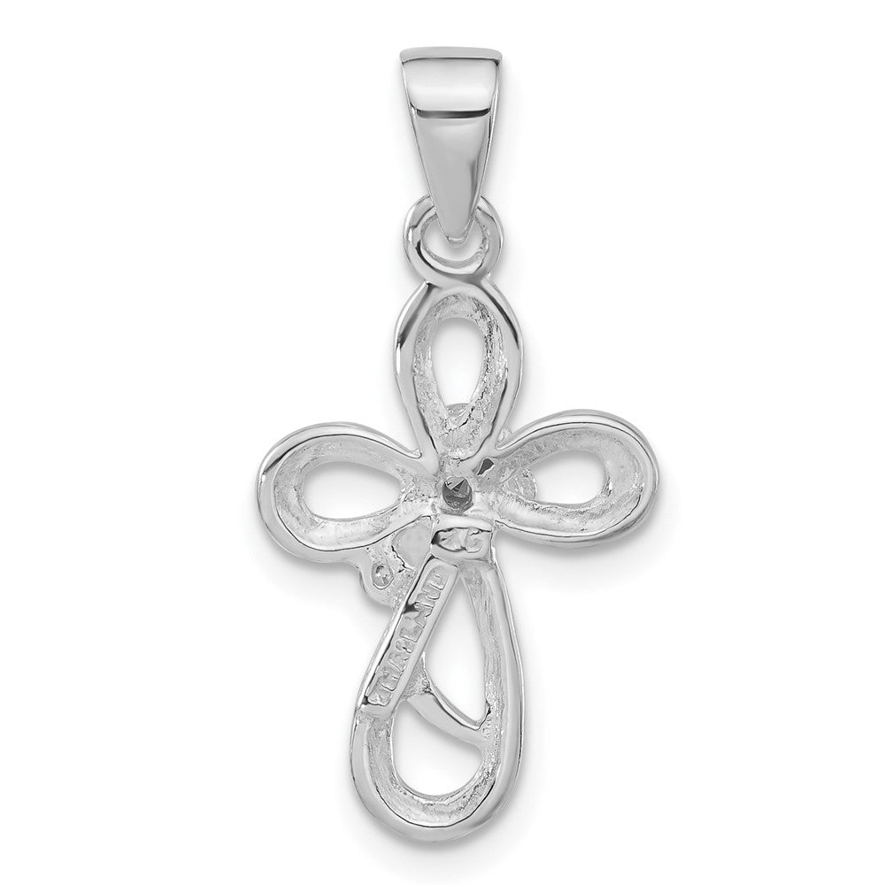 Sterlingsilber Poliert Zirkonia Kreuz Anhänger
