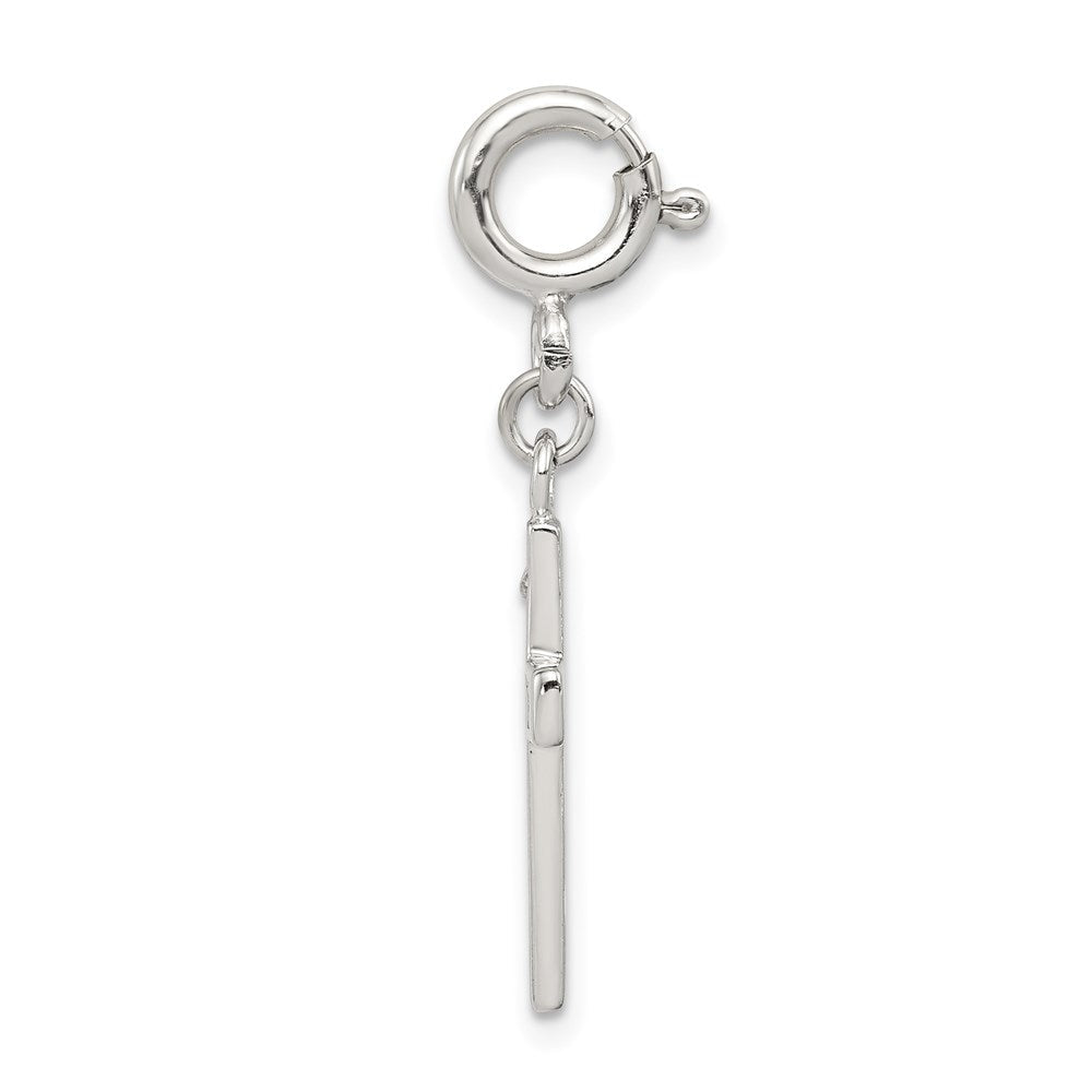 Sterlingsilber Rhodiniert Zirkonia Glaube Kreuz Klammer-on Charm