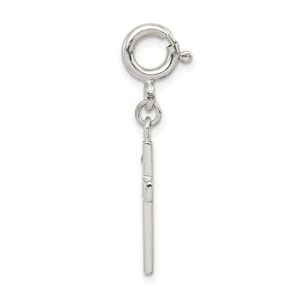 Sterlingsilber Rhodiniert Zirkonia Glaube Kreuz Klammer-on Charm