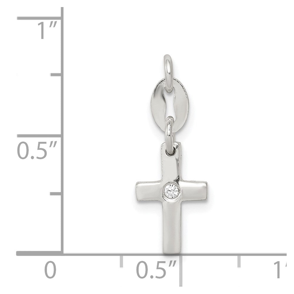 Sterlingsilber & Zirkonia Poliert Kreuz Charm