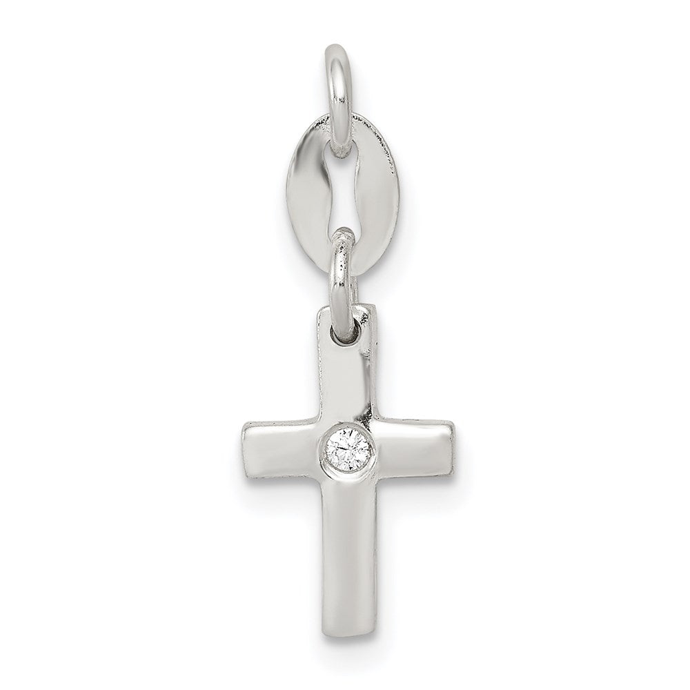 Sterlingsilber & Zirkonia Poliert Kreuz Charm