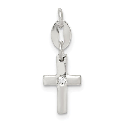 Sterlingsilber & Zirkonia Poliert Kreuz Charm