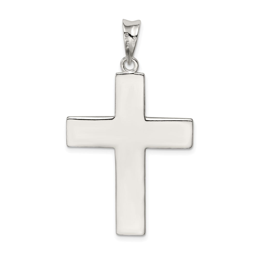 Sterlingsilber Poliert & Strukturiert Greek Key Kreuz Anhänger