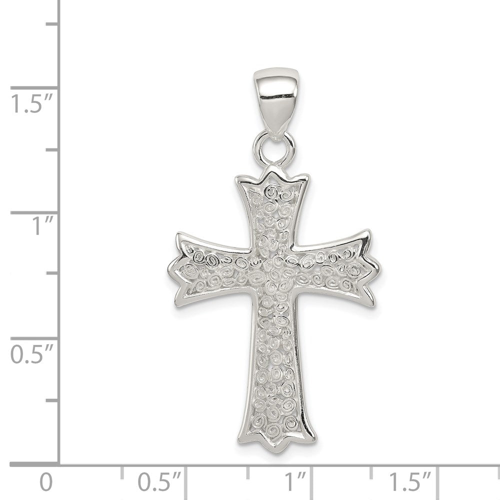 Sterlingsilber Rhodiniert Poliert Filigran Kreuz Anhänger