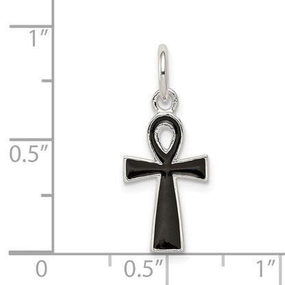 Sterlingsilber Schwarz Emaille Kreuz Anhänger