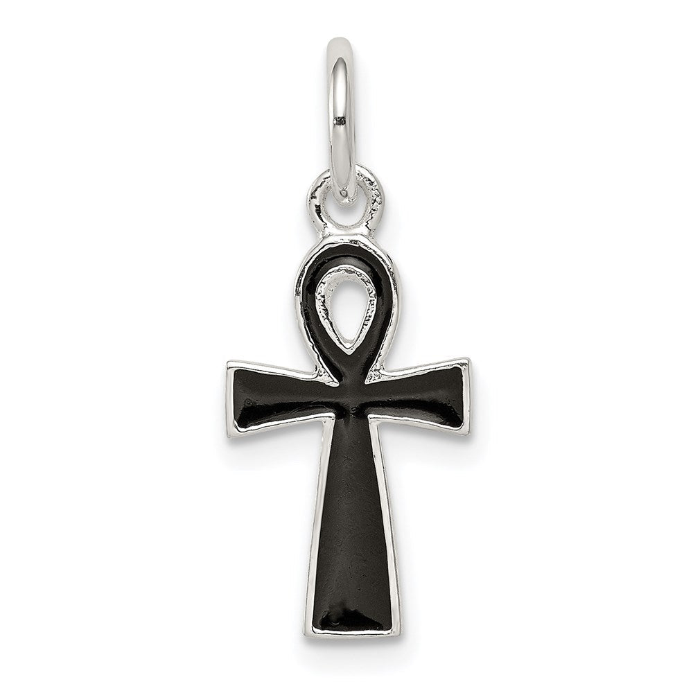 Sterlingsilber Schwarz Emaille Kreuz Anhänger
