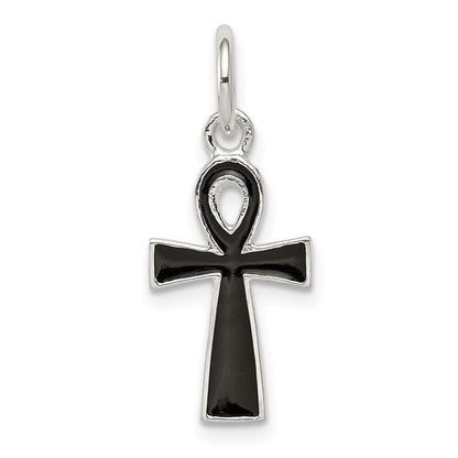 Sterlingsilber Schwarz Emaille Kreuz Anhänger