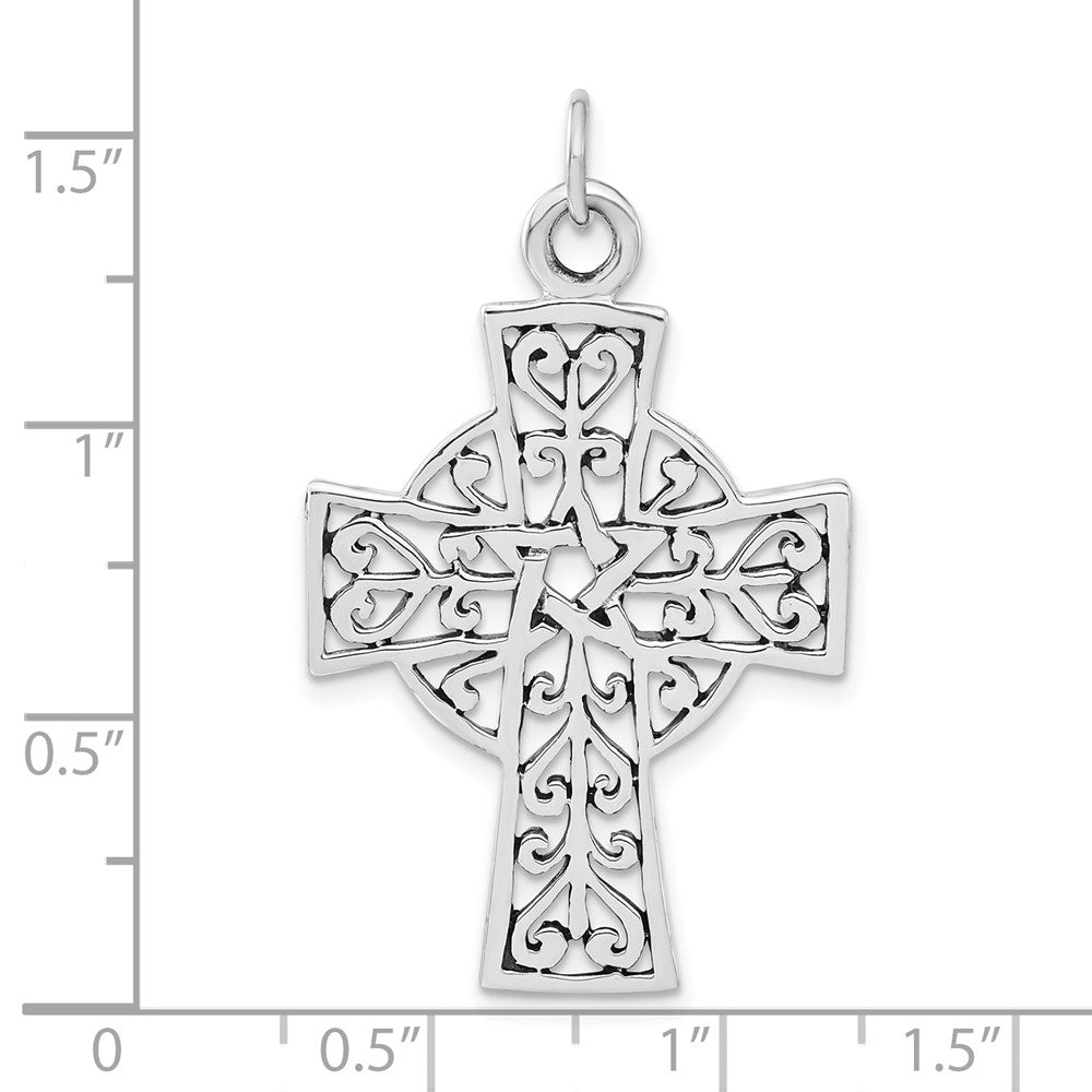 Sterlingsilber Poliert & Antikisiert Kreuz Anhänger