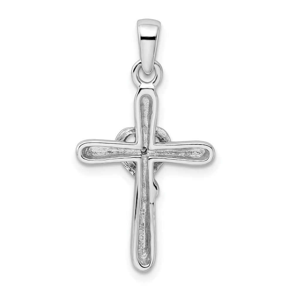 Sterlingsilber Rhodiniert Weiß Zirkonia Herz Kreuz Anhänger