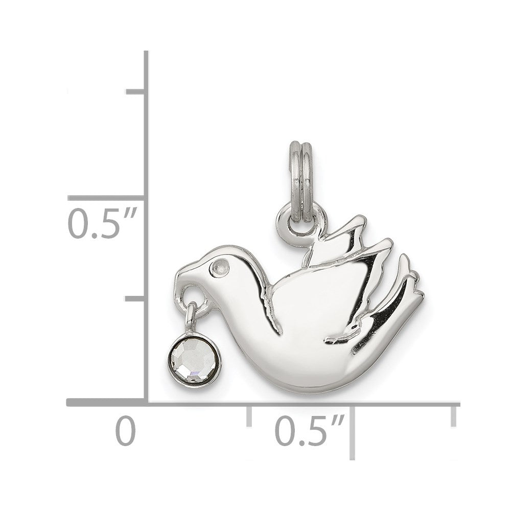 Sterlingsilber Zirkonia Poliert Taube Charm