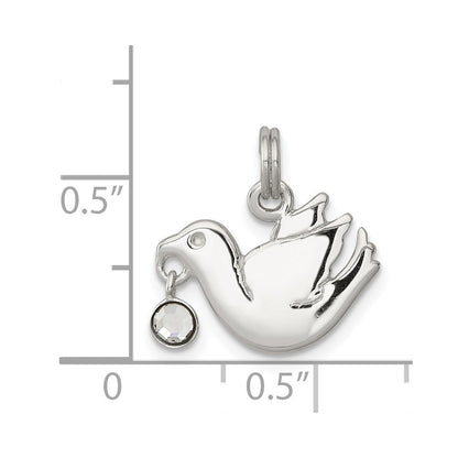 Sterlingsilber Zirkonia Poliert Taube Charm