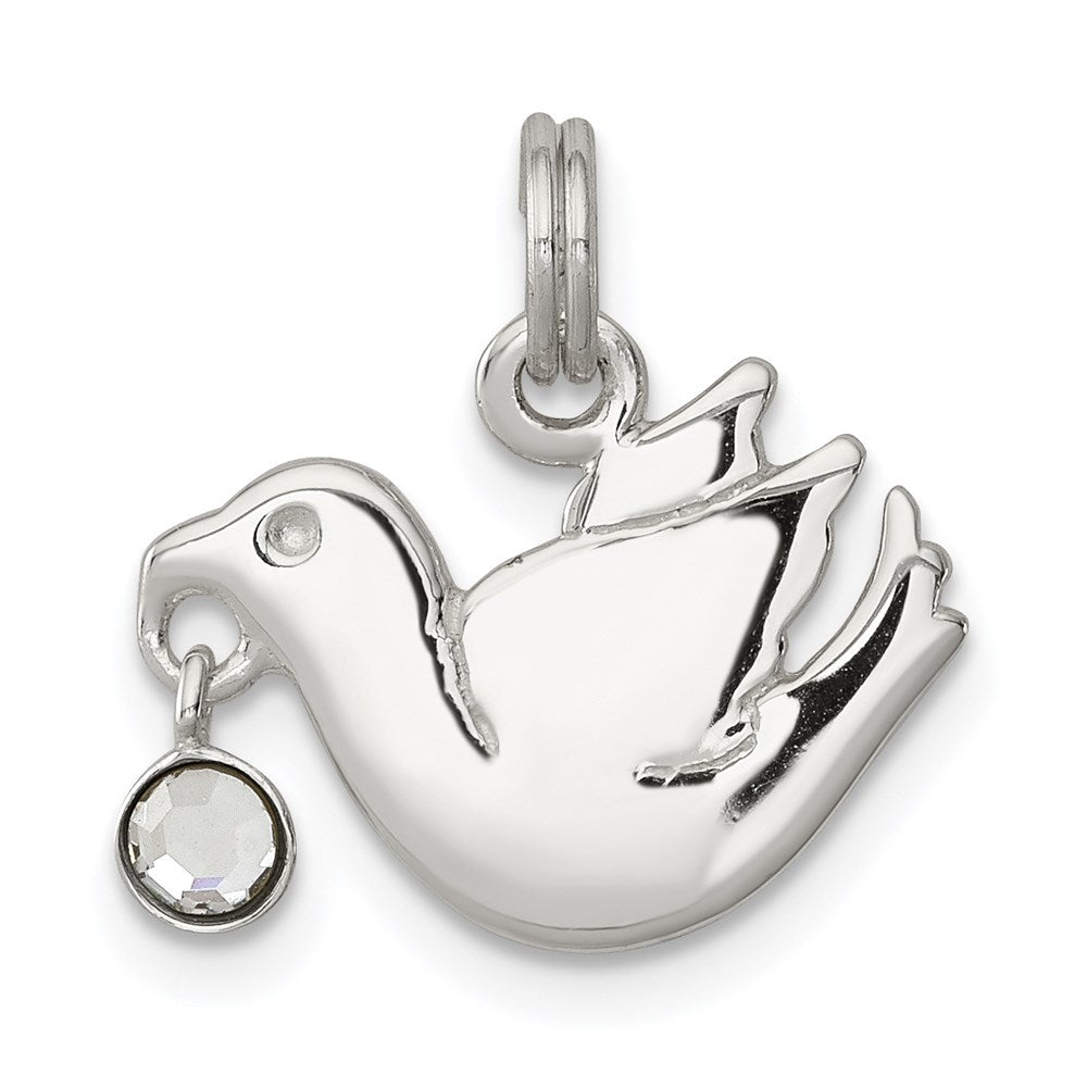 Sterlingsilber Zirkonia Poliert Taube Charm