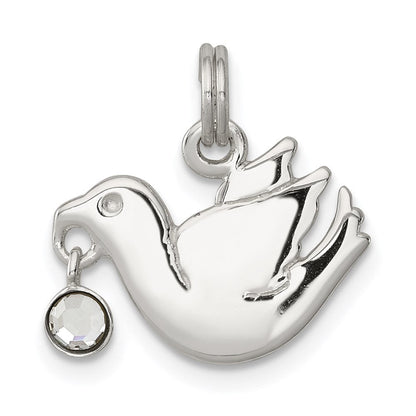Sterlingsilber Zirkonia Poliert Taube Charm