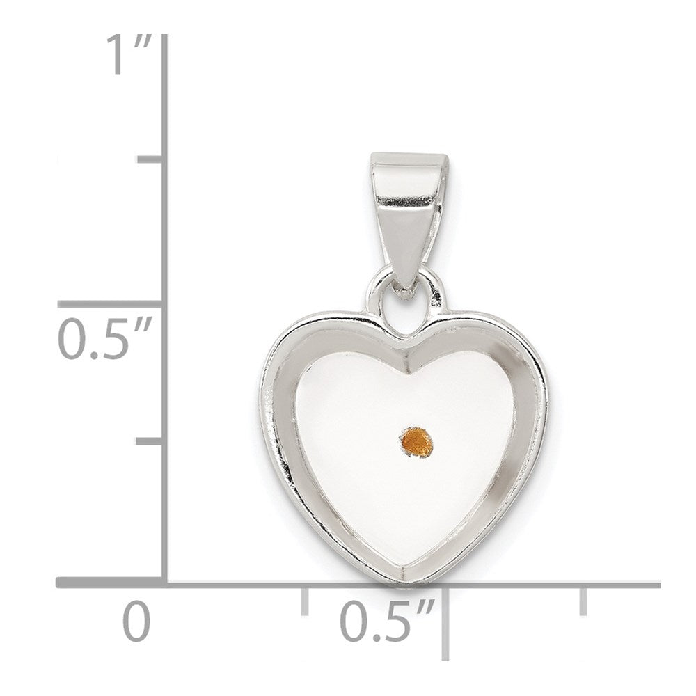 Sterlingsilber Rhodiniert Emailliert Mustard Seed Herz Anhänger