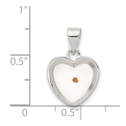 Sterlingsilber Rhodiniert Emailliert Mustard Seed Herz Anhänger