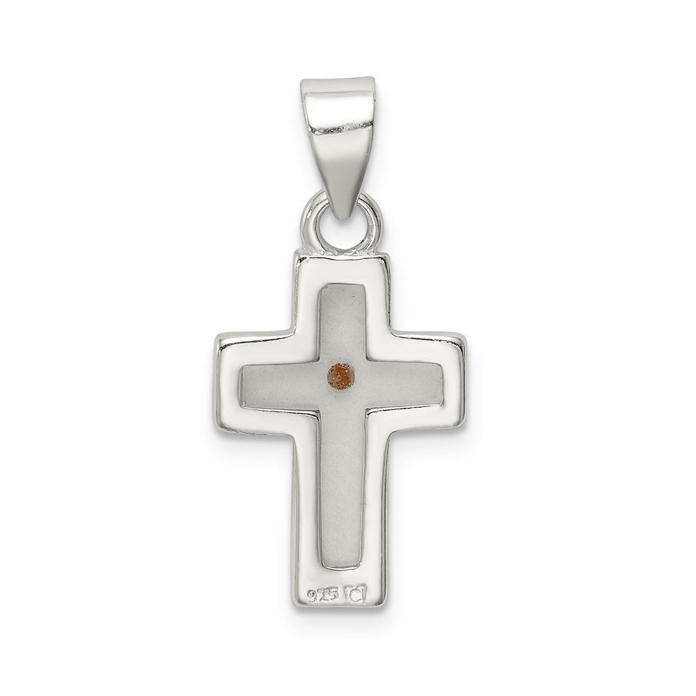 Sterlingsilber Rhodiniert Emailliert Mustard Seed Kreuz Anhänger