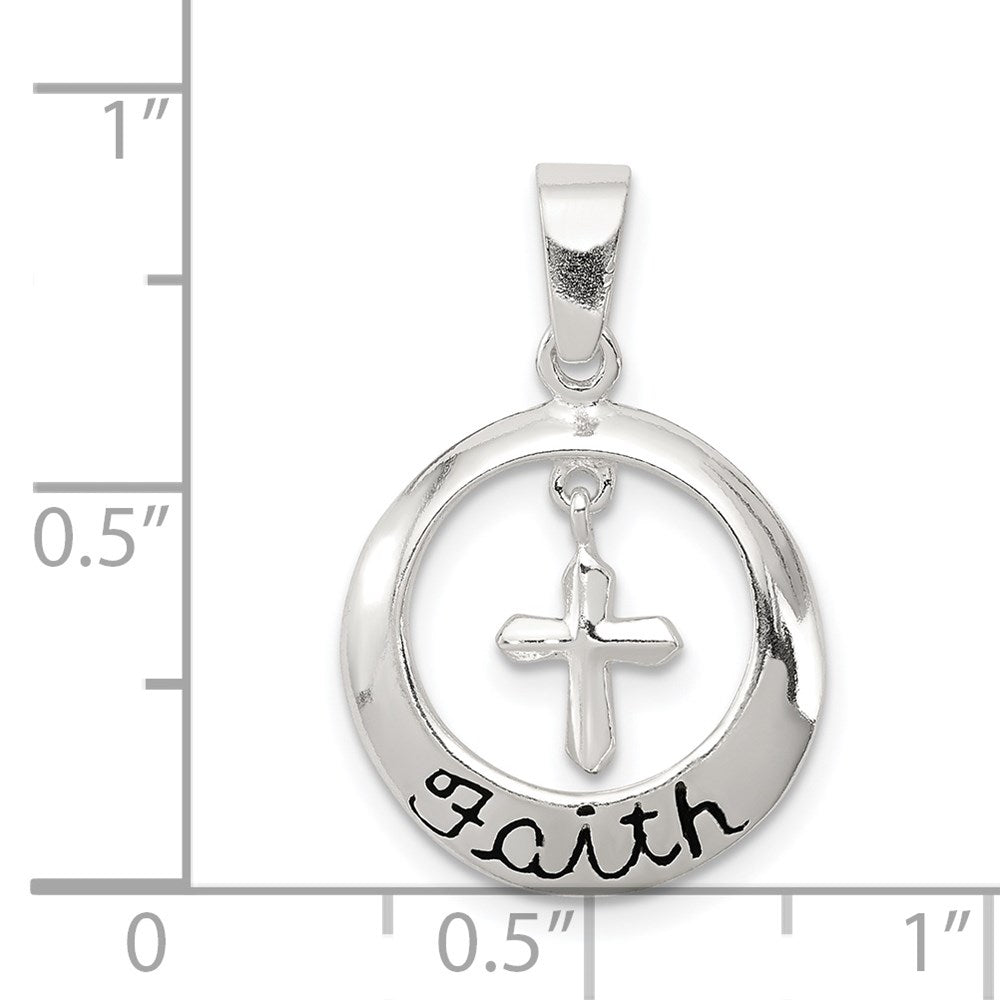 Sterlingsilber Antikisiert Glaube mit Kreuz Anhänger
